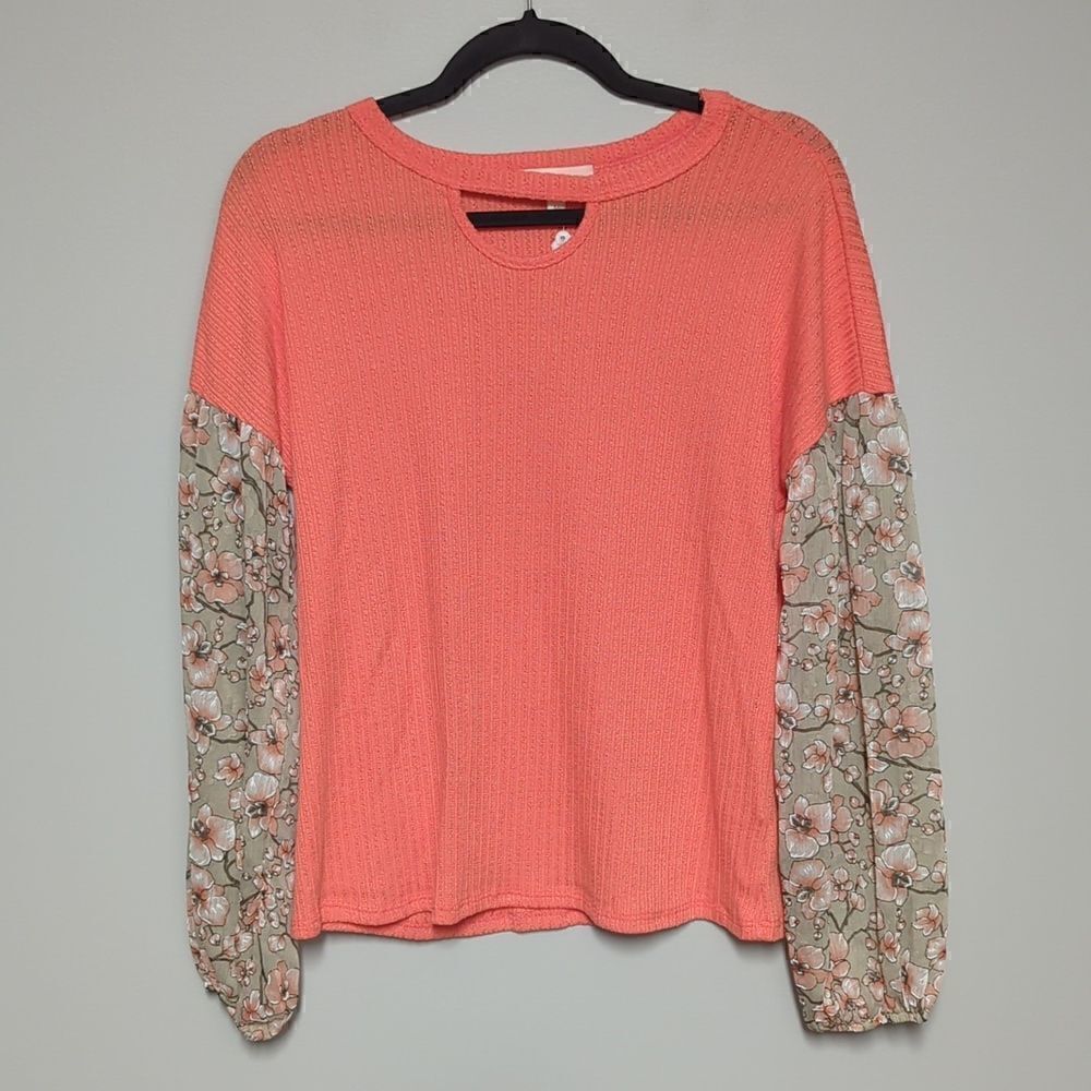 Hailey & Co Coral Thermal Long Sleeve Blouse NWT